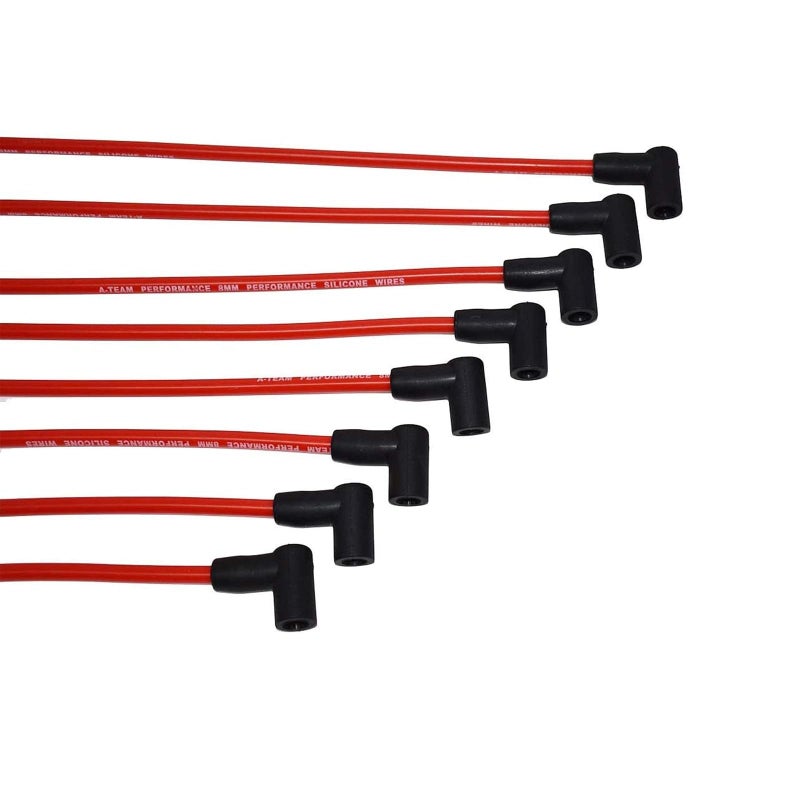 A-Team Performance Spark Plug Wire Set - Red Silicone Jacket & 90-Degree Boots Performance Plug Wires - Coil-in-Cap HEI Distributor Compatible with Mopar, Chrysler & Dodge 318/360-8.0mm, Pack of 8 - Image 3
